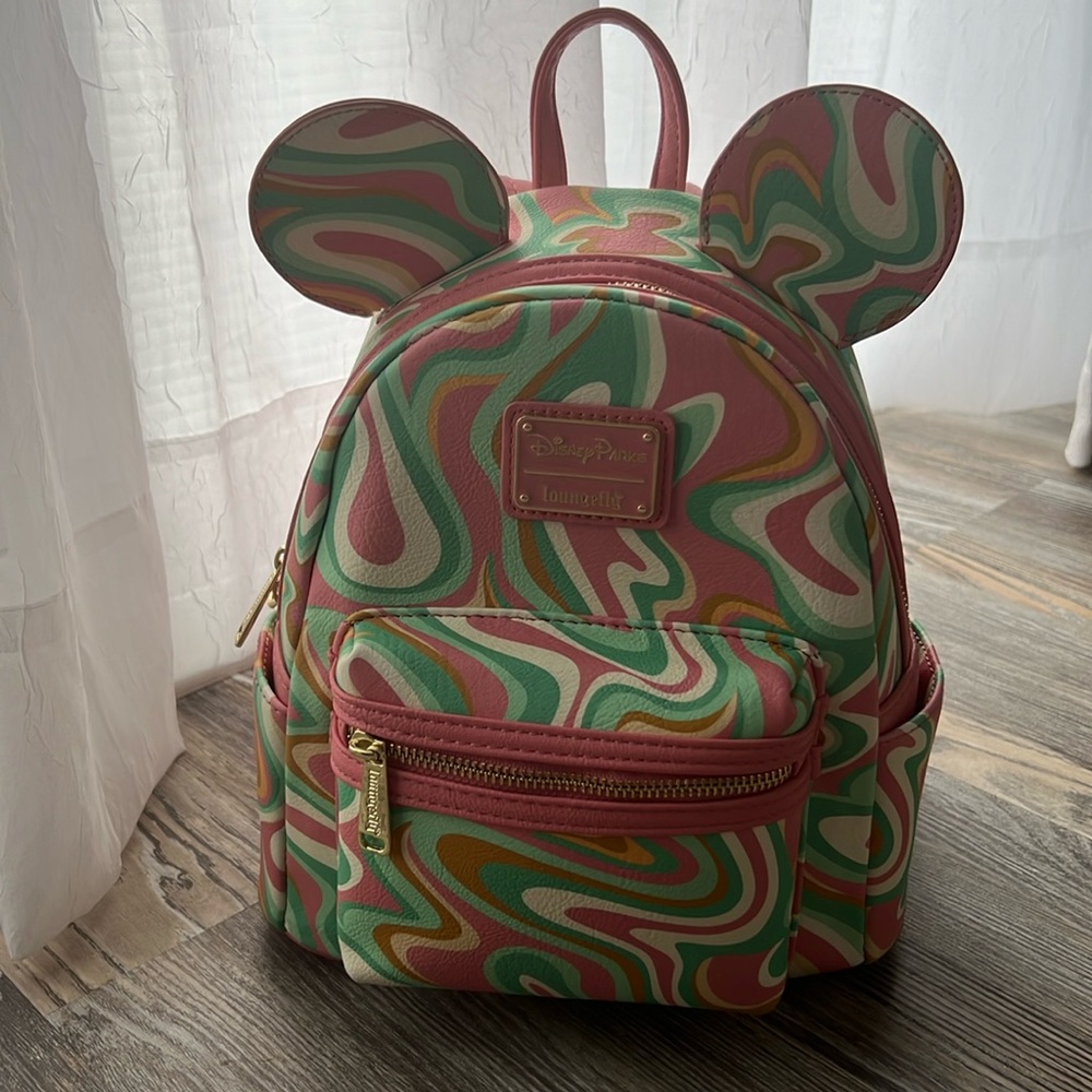 Disney Parks Mickey Swirl Loungefly Mini Backpack